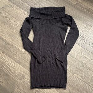 Kopa | Dark Grey Knit Off The Shoulder Long Sleeve Dress Size XS